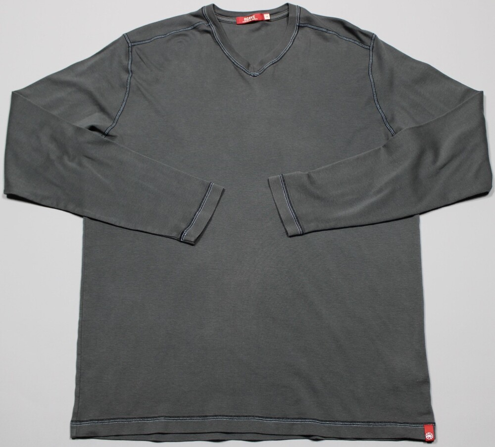 Agave Denim K-1331 Victoria L/S Agavelux V Neck Shirt Mens L Gray USA Made